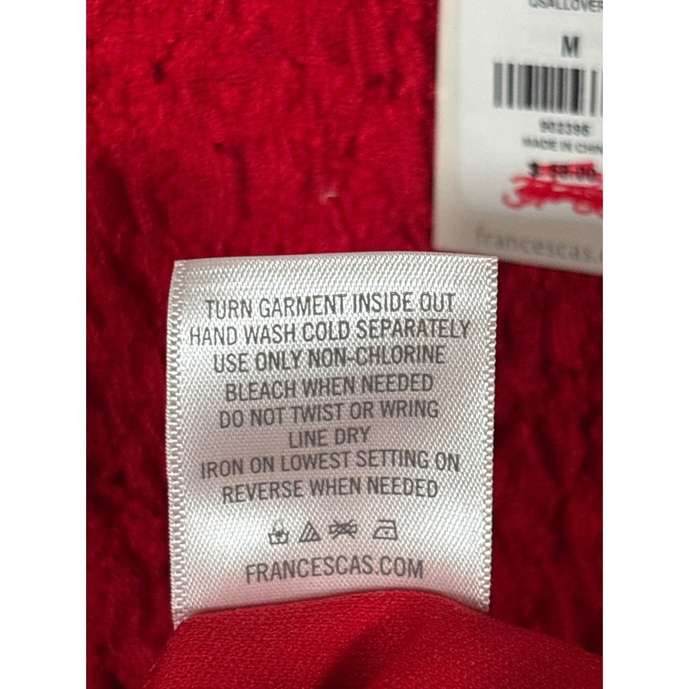 Francescas Mi Ami Red Eyelet Lace Smocked Mini Dress 3/4 Sleeve Women's M - Picture 6 of 7